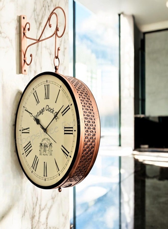 Vintage Clock Handcrafted Double Side Wall Clock 1 Year Warranty / 6557-8-RR - Image 1